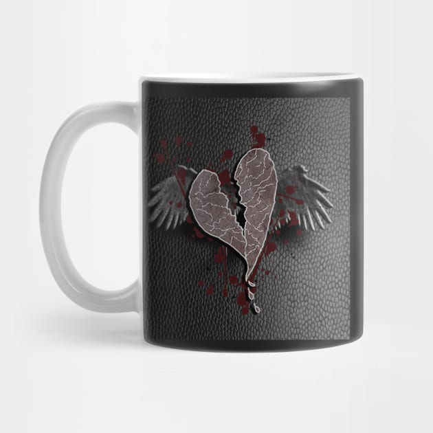 Dark WInged Heart Broken Graphic Art Design Anti-Valentines Day by tamdevo1